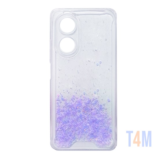 Capa de Silicone Dura com Glitter para Oppo A58 4g Roxo